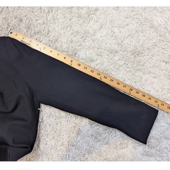 80s 90s Blazer A Line Anne Klein Velvet Trimmed Wool Blazer Black Size 2 - Picture 8 of 16